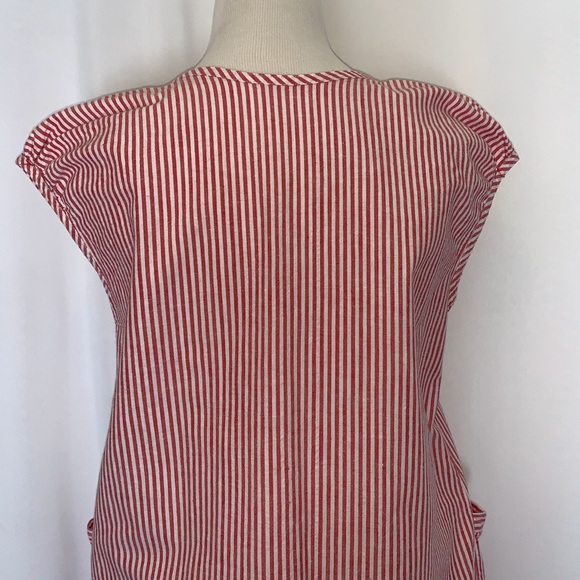 Vintage Cotton Seersucker Dress Apron Big Pockets - Picture 4 of 7